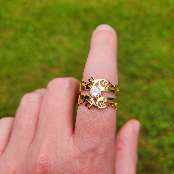 Ancient Hieroglyphs Diamond Gold Ring - Picture 7 of 11